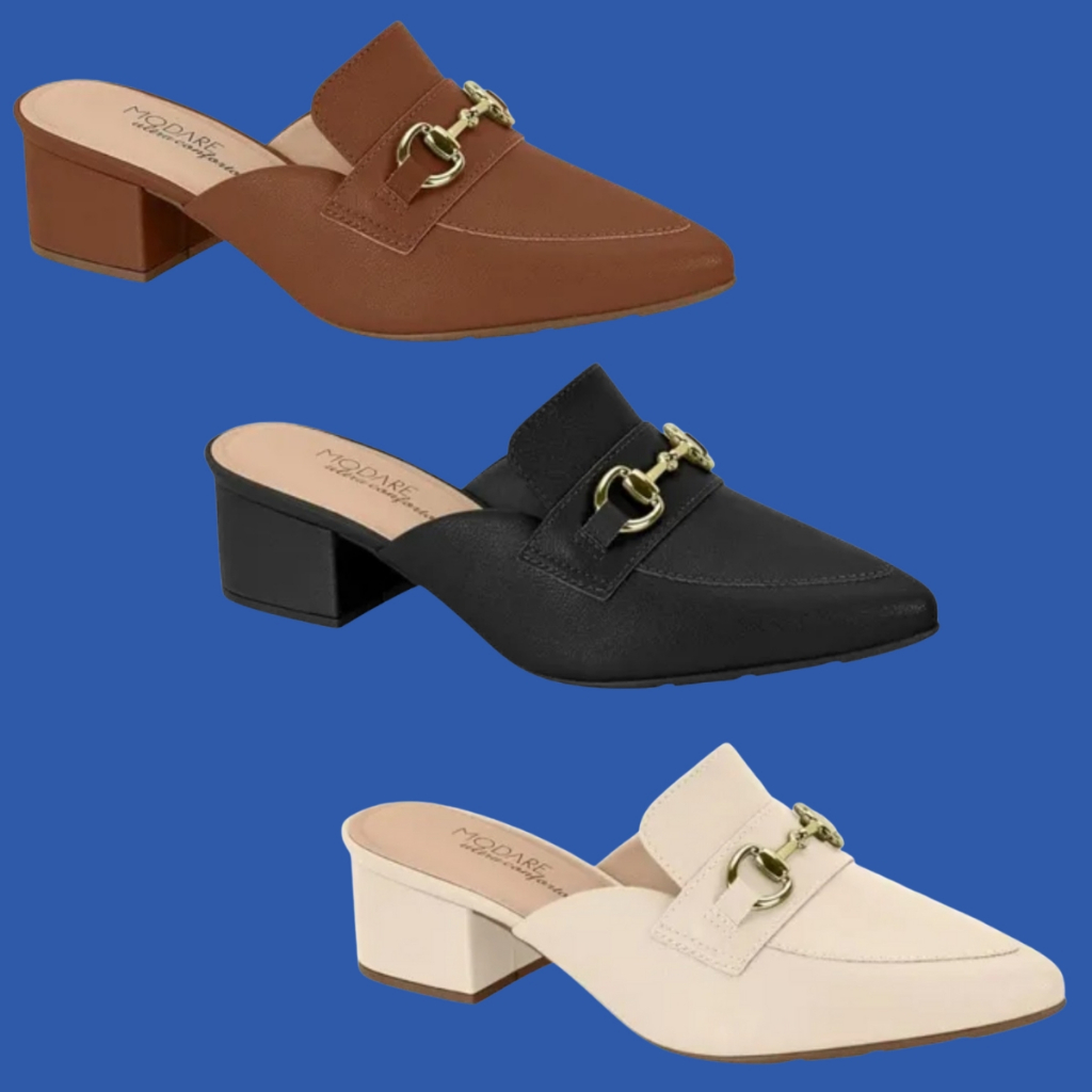 Tamanco Mule Modare Salto Bloco Ultraconforto 7340.124 em Oferta na Shopee