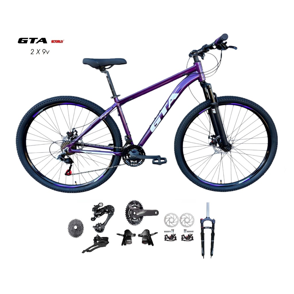 Bicicleta Aro 29 Gta Start Kit 2x9 Gta Sunrun K7 Freio a Disco Garfo com Trava Mountain Bike