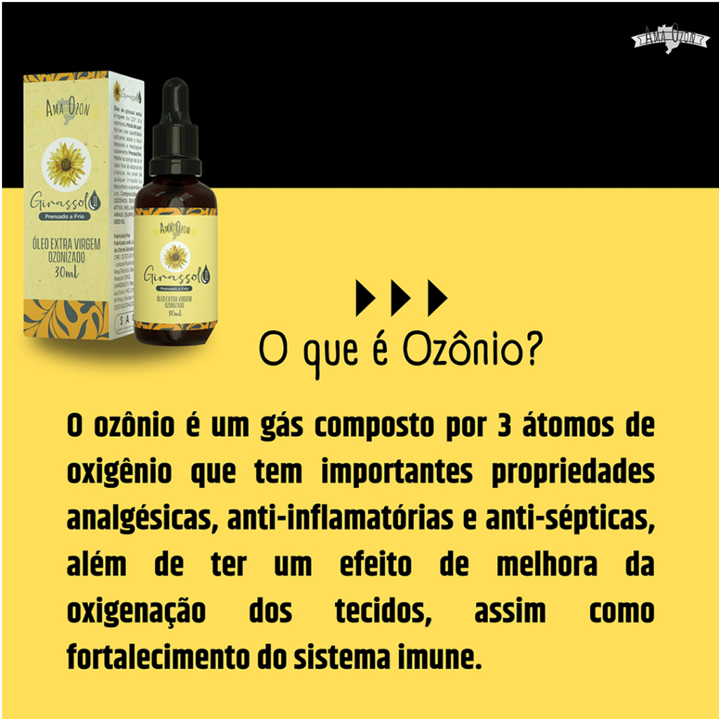 Detalhes do Óleo De Girassol Ozonizado Tratamento Eficaz da Pele Beleza Manutenção e Prevenção 30ml Ama Ozon