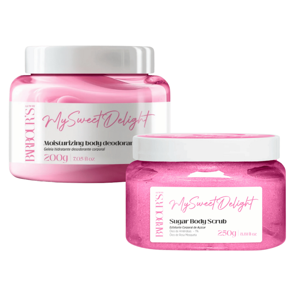 Kit Geleira Hidratante e Esfoliante Body Sugar My Sweet Delight Barbour's Beauty