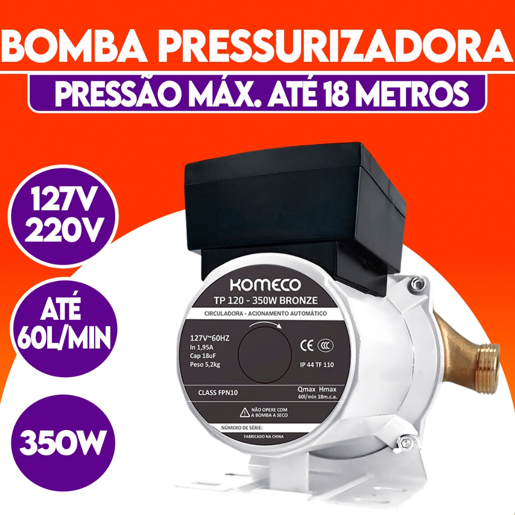 Pressurizador De Água TP120 350w Para Torneiras E Chuveiro