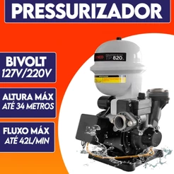Bomba Pressurizadora TP 820 e TP 825 Altura Maxima Ate 38 Metros Komeco
