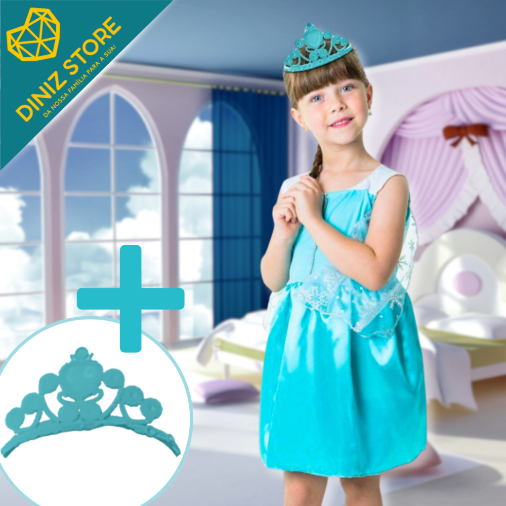 Fantasia Infantil Princesa Brilhante com Coroa Festa