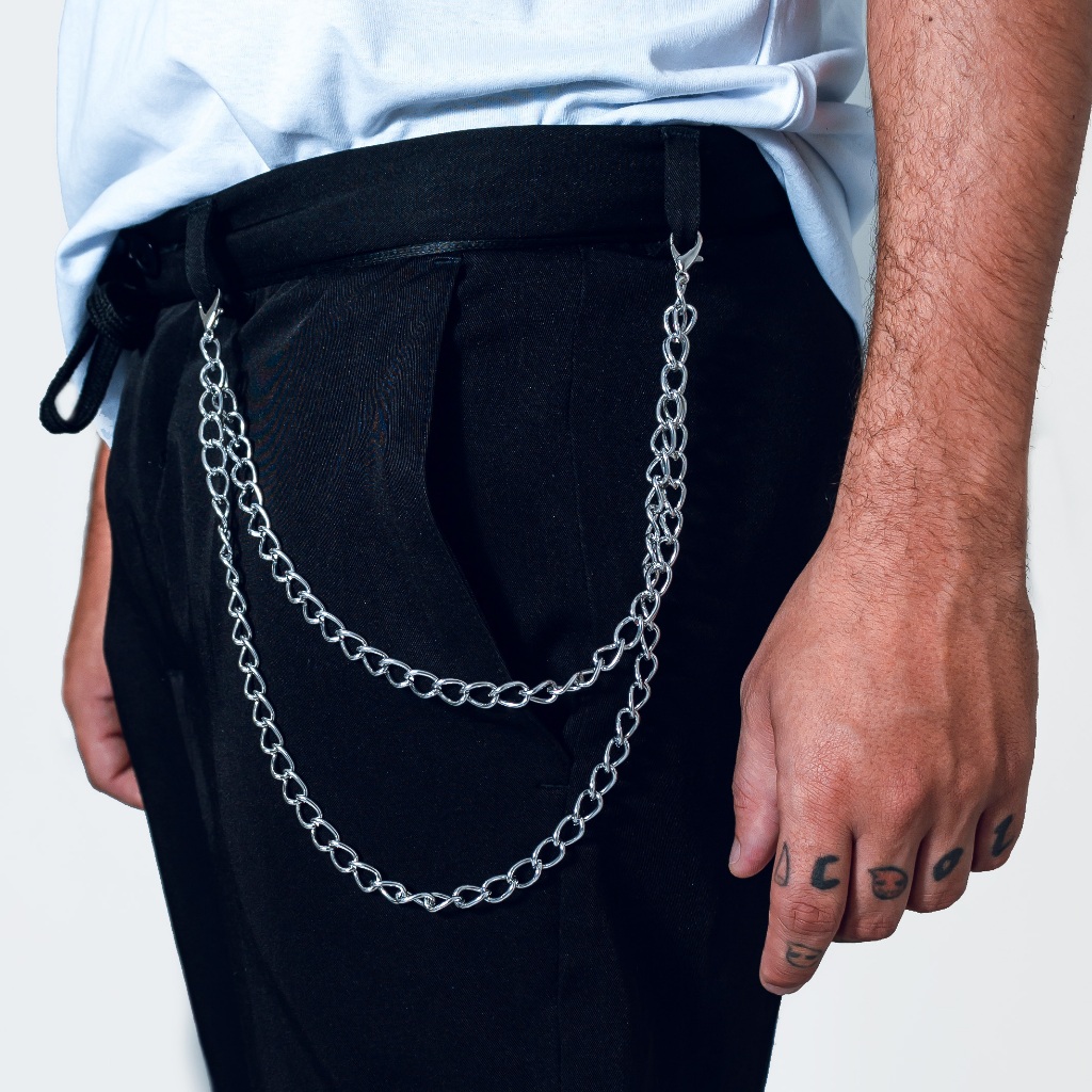 Corrente Cinto Leve Prateado Hip Hop Alternativa Camadas Calça Rock Punk Off