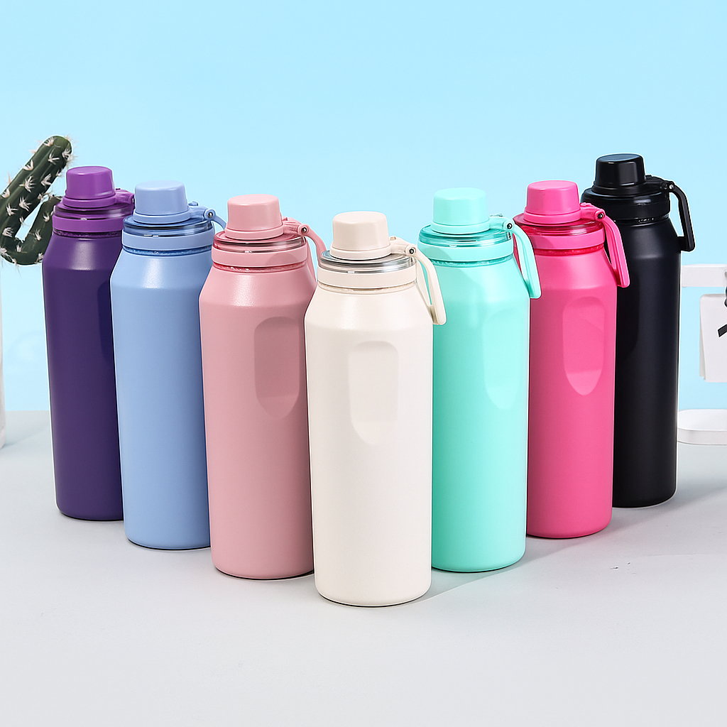 Imagem Garrafa Térmica 500ML 750ML Inox Premium Tampa Antivazamento Bico Rosqueável Bebida Quente Fria