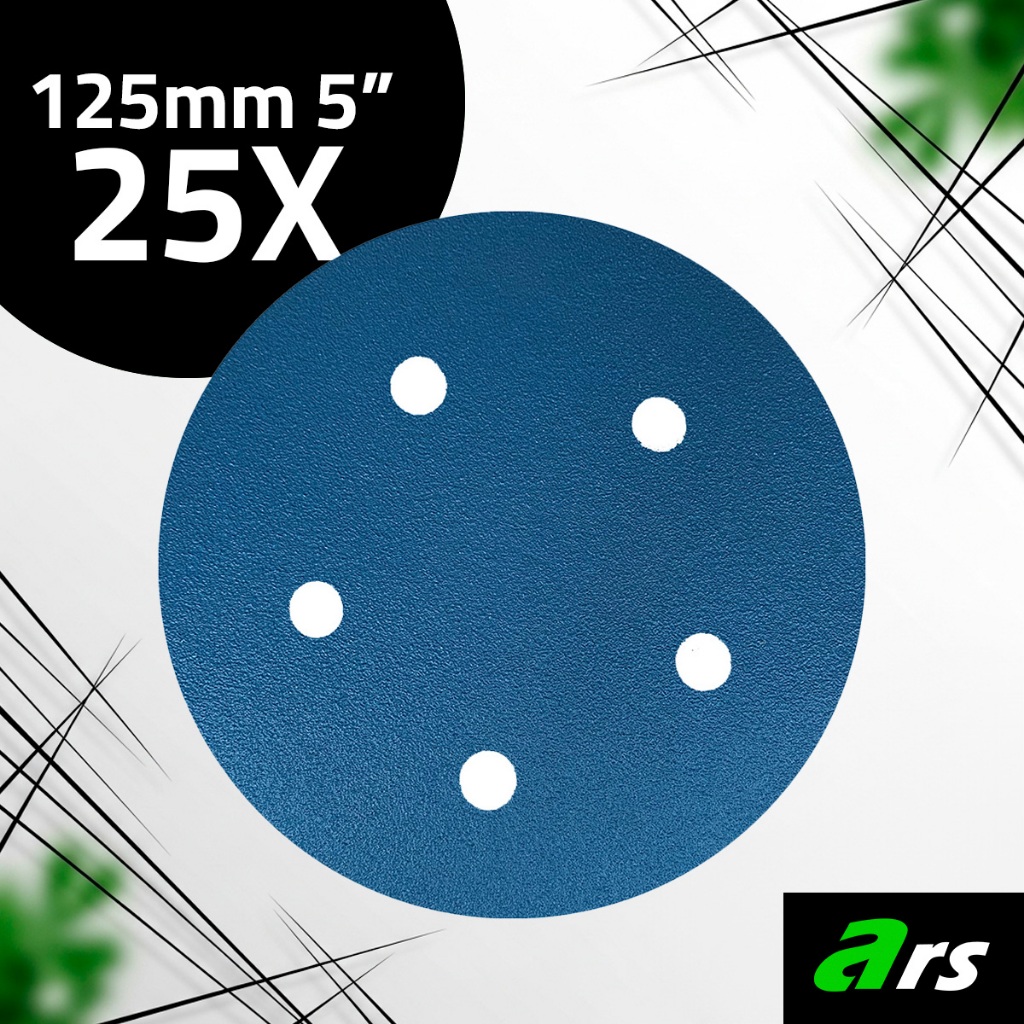 Kit 25 Discos Lixa hookit com Base Velcro 5 Polegadas 5 furos 125mm Disco para usar com água ou Seco