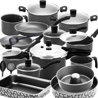Kit de Panelas Antiaderente 17p c/ Pressão 4,5L + Forma Cone + Assadeiras + Frigideiras