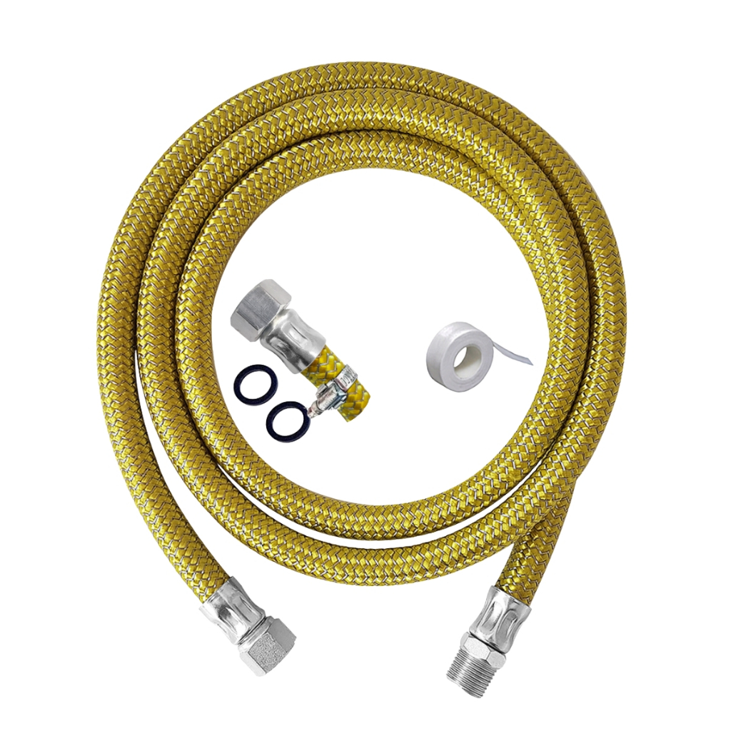 Kit Mangueira Gas Encanado + Adaptador Fêmea Bico para Cooktop Forno e Fogão - NBR 14955