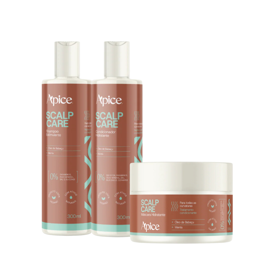 Kit Apice Shampoo Condicionador Máscara hidratante Scalp Care Limpeza refrescante 300ml