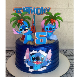 Topo de Bolo Decoração STITCH Menino Aniversario Personalizados Com Nome e Idade em Oferta na Shopee