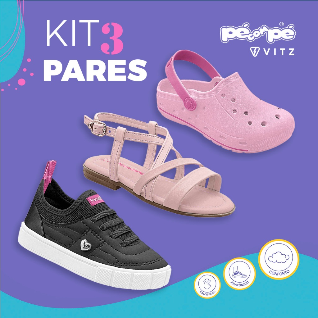 Kit Sandália Tênis Sandália Injetada Infantil Feminino Casual Menina Lançamento em Oferta na Shopee