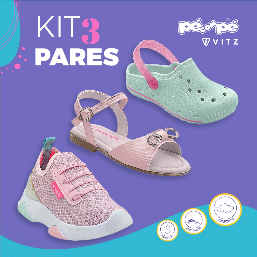 Kit Sandália Tênis Sandália Injetada Infantil Feminino Casual Menina Lançamento em Oferta na Shopee