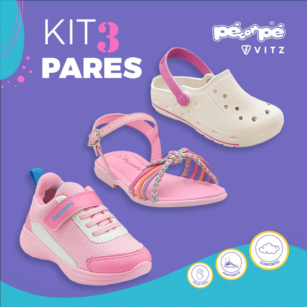 Kit Sandália Tênis Sandália Injetada Infantil Feminino Casual Menina Lançamento em Oferta na Shopee