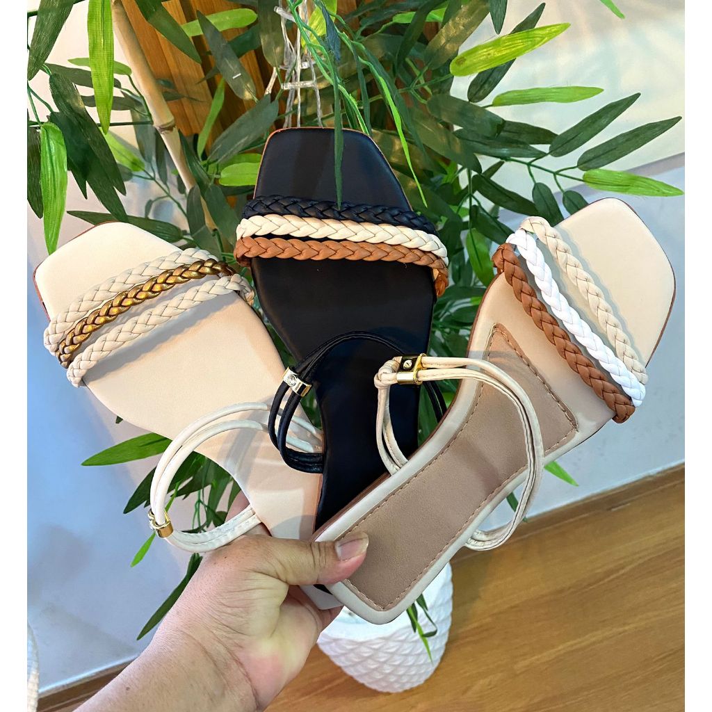 kit com 3 pares de sandália rasterinha feminina promoção amarrar Brillho basica sandalha rasteiras sapatos