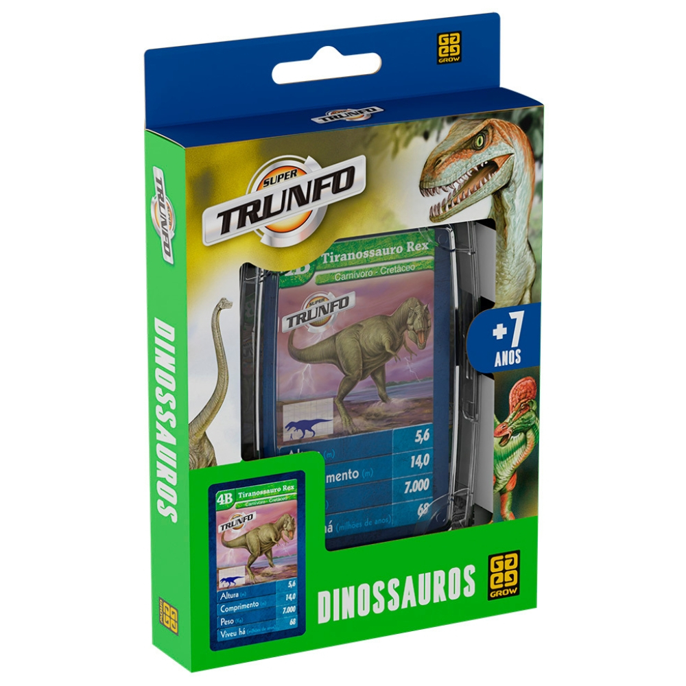 SUPER TRUNFO DINOSSAUROS GROW 32 CARTAS ANIMAIS RÉPTEIS DINOS FÓSSEIS RARO T-REX VELOCIRAPTOR JOGOS em Oferta na Shopee