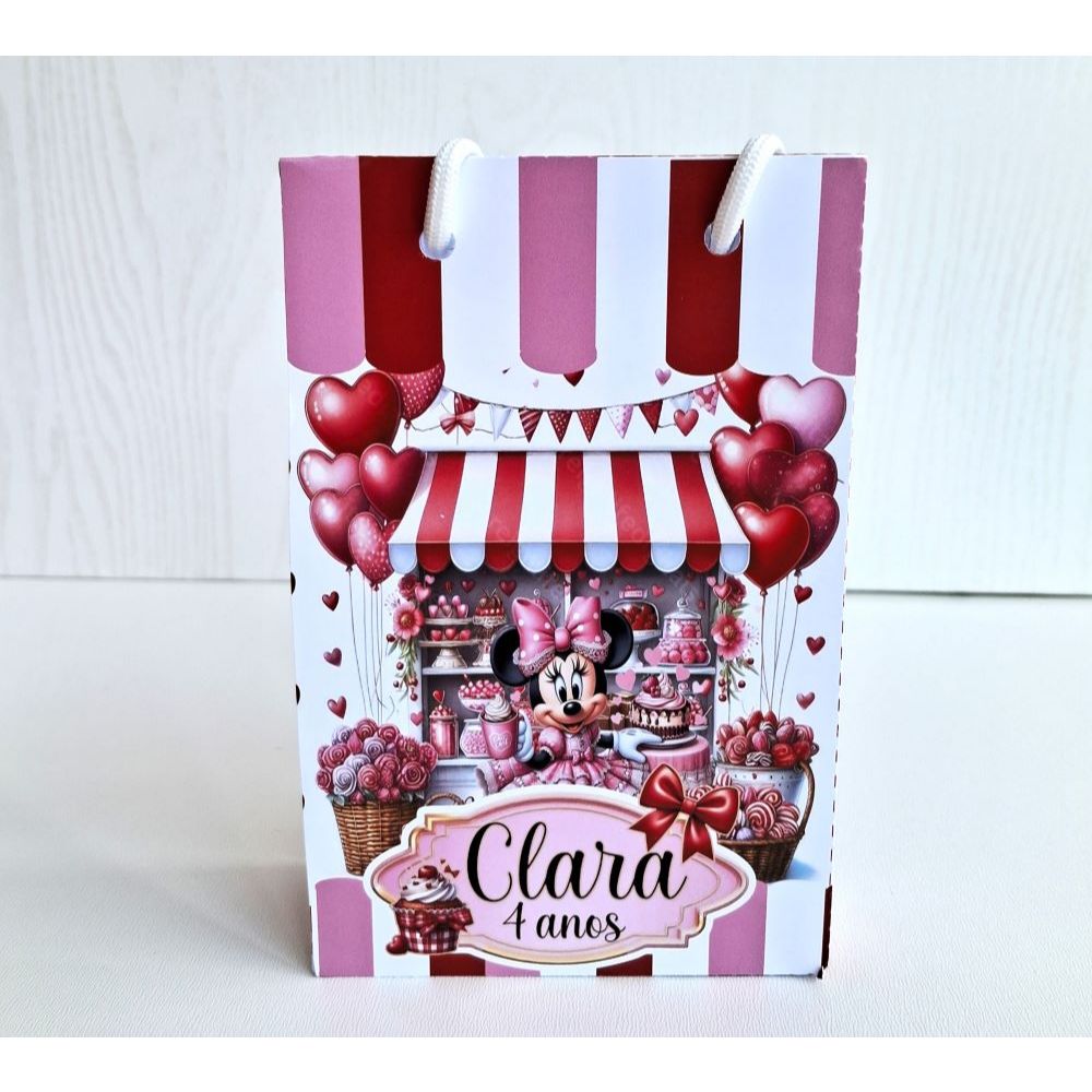 Sacolinha G Personalizada Minnie Confeiteira/Lembrancinha de Festa /Aniversário