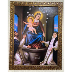 QUADRO DE NOSSA SENHORA DO ROSARIO DE POMPEIA 30X40 RESINADO MOLDURA TRABALHADA
