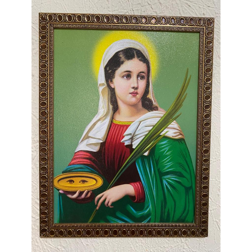 QUADRO DE SANTA LUZIA 30X40 RESINADO MOLDURA TRABALHADA em Oferta na Shopee