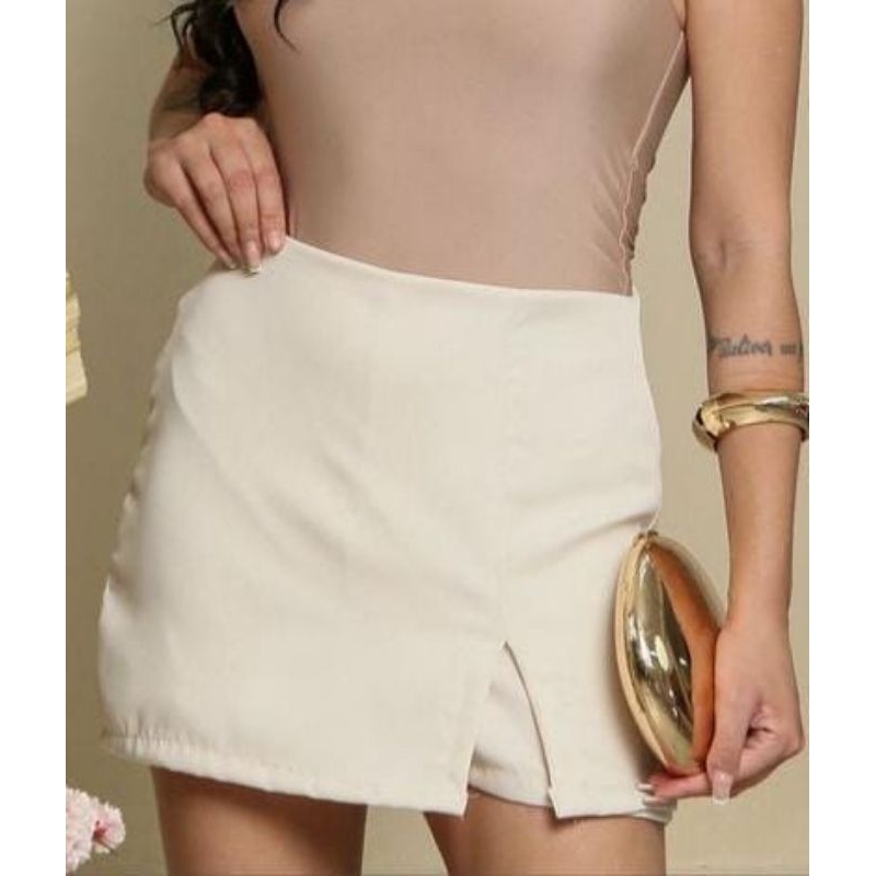 Short Saia Femenino Alfaiateria Premium com Ziper lateral ate GG