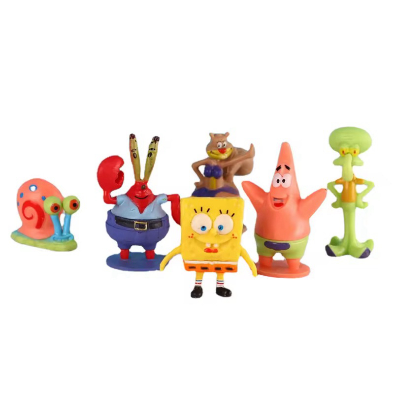 Kit 6 Bonecos Bob Esponja Coleção Action Figure Figura de Ação Miniatura