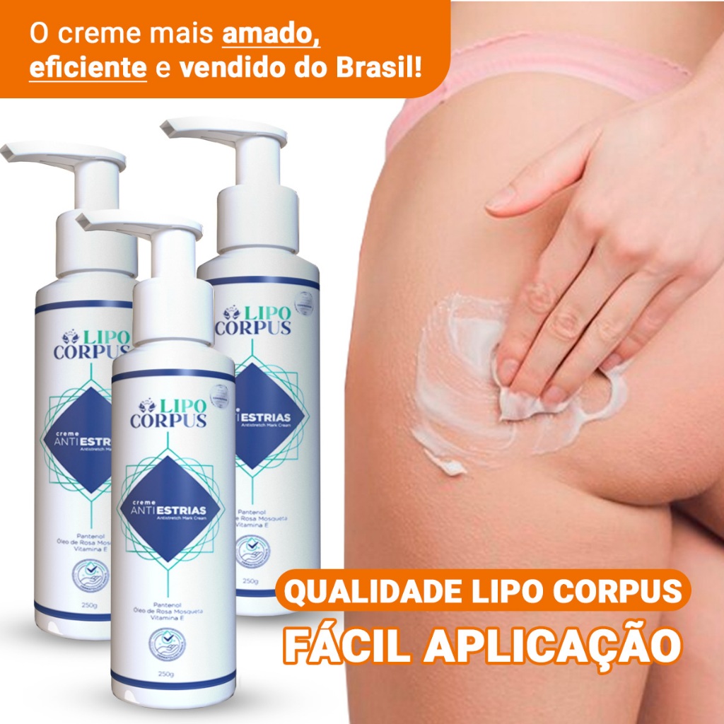 Creme AntiEstrias Removedor Estrias 250g Ação Poderosa - Lipo Corpus