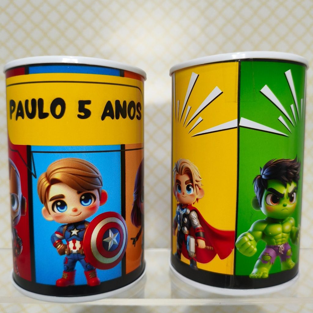 Cofrinhos Personalizados Tema Vingadores Lembrancinha Criativa Festa de Aniversário Infantil