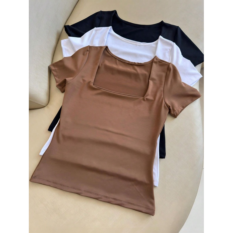 Blusa plus size feminina reforçada Poliamida Premium de ótima qualidade manga curta decote quadrado forrado academia