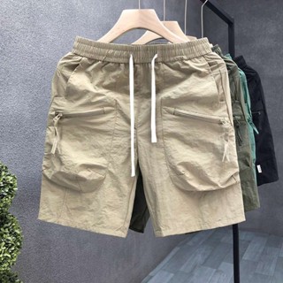 Shorts cargo masculino com vários bolsos, zíper e calças de secagem rápida, finos e resistentes ao desgaste em Oferta na Shopee