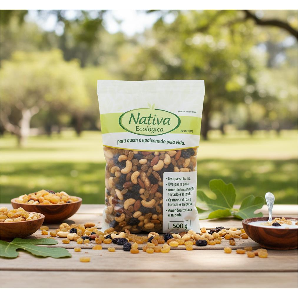 Mix De Castanhas Agridoce Nuts Selecionados Uva Passa Castanha de Caju Amendoa Amendoim 500g/1,01kg Premium