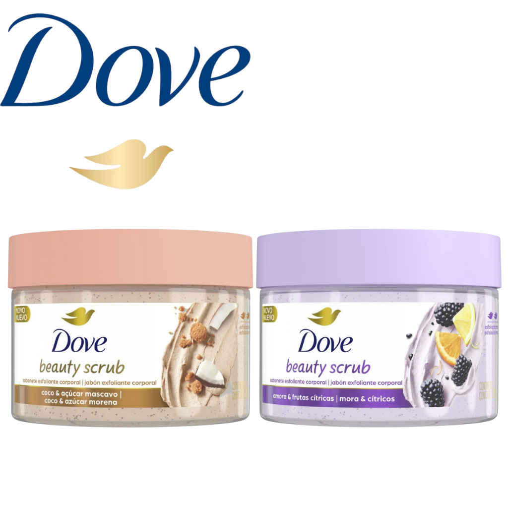 Kit 2 Dove Beauty Scrub Esfoliante Corporal Coco Mascavo + Amora Frutas Cítricas