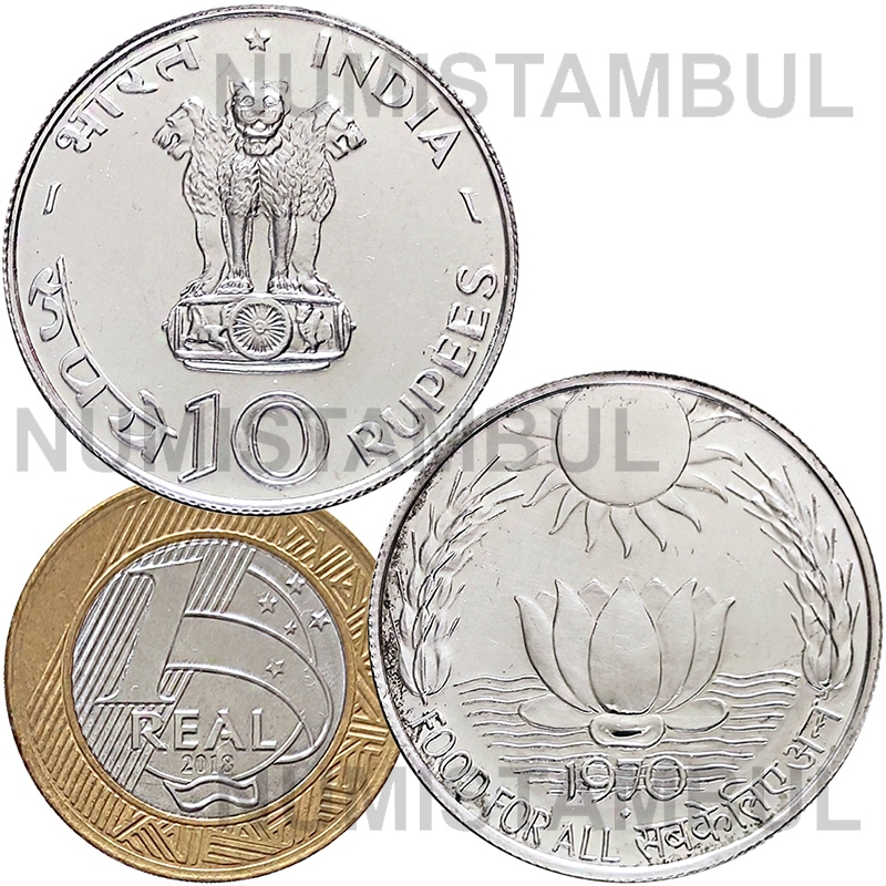Índia - 10 rúpias 1970 (prata - FAO)