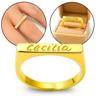 Anel Chapinha Moeda Antiga Unisex Com Gravação Personalizado Resistente Cor Ouro