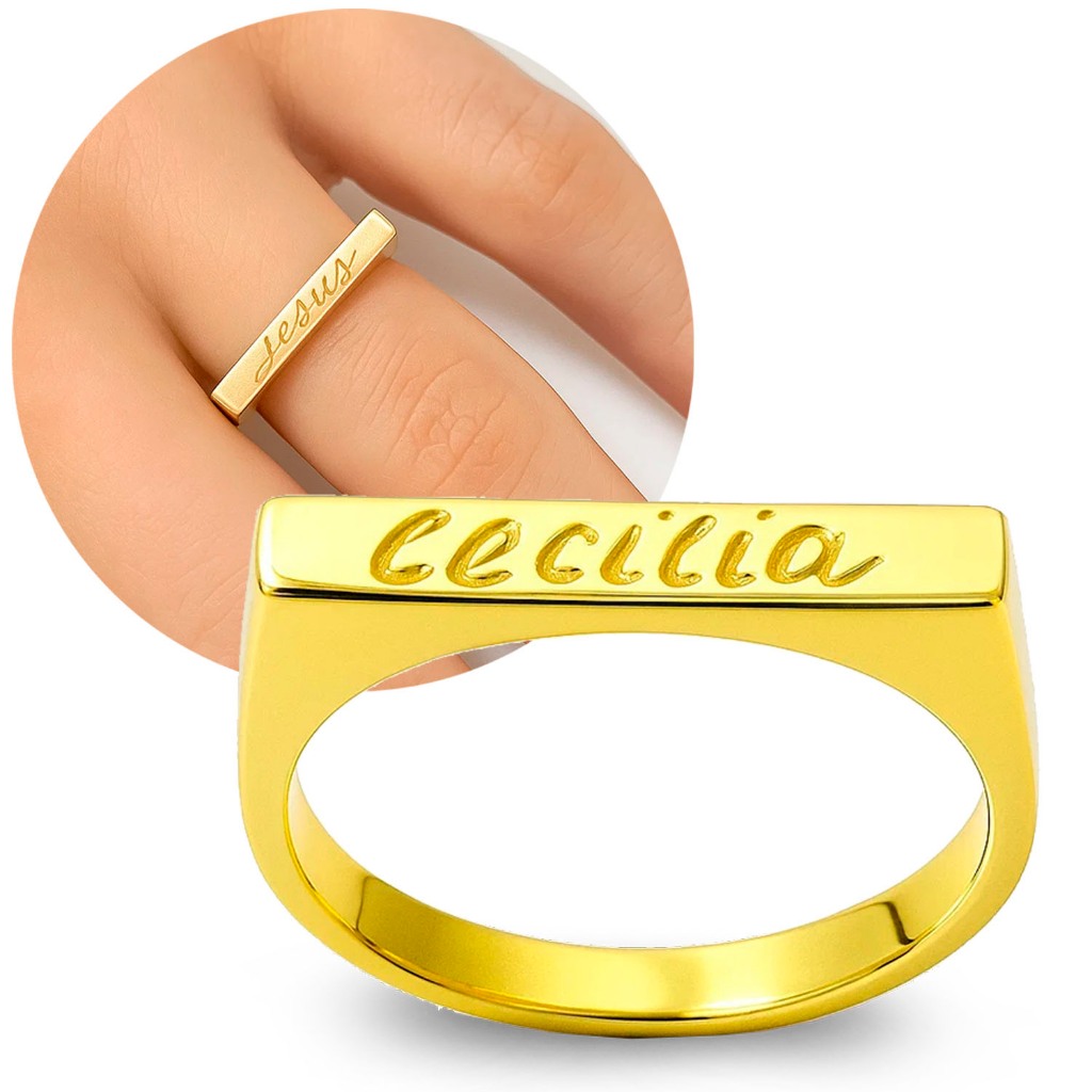 Anel Chapinha Moeda Antiga 100% Original Gravação Nome em Oferta na Shopee