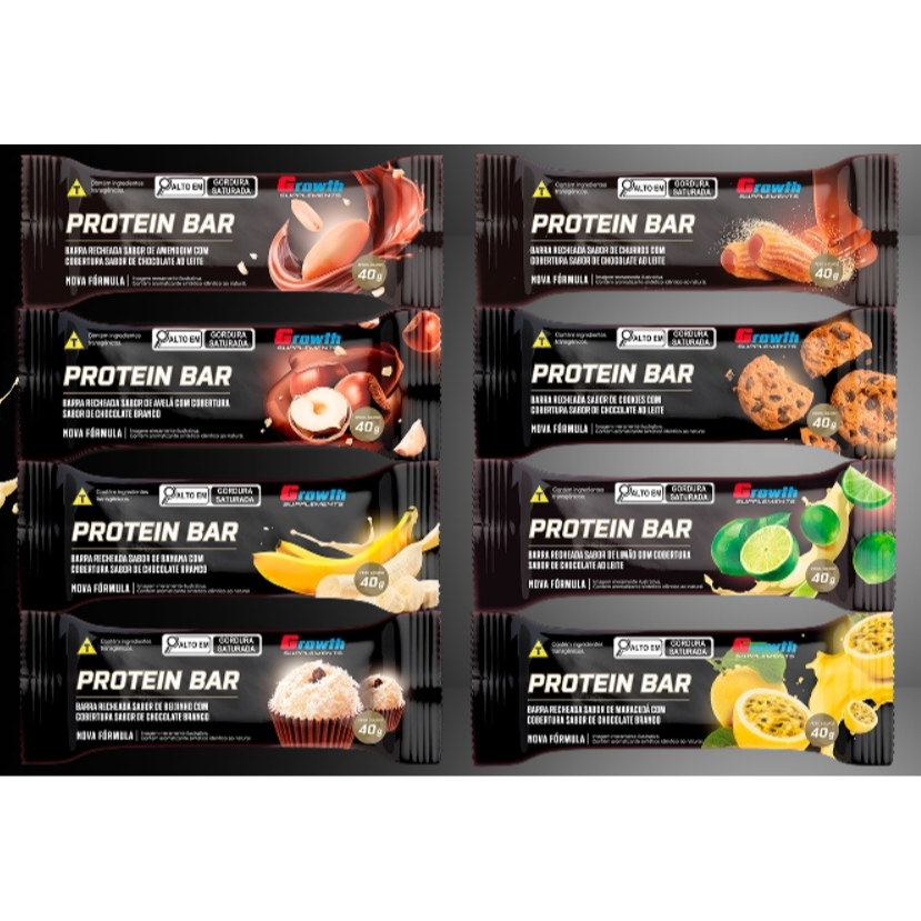 Barra De Proteína Growth Supplements - Cx 12un - Escolha o sabor nas variações em Oferta na Shopee