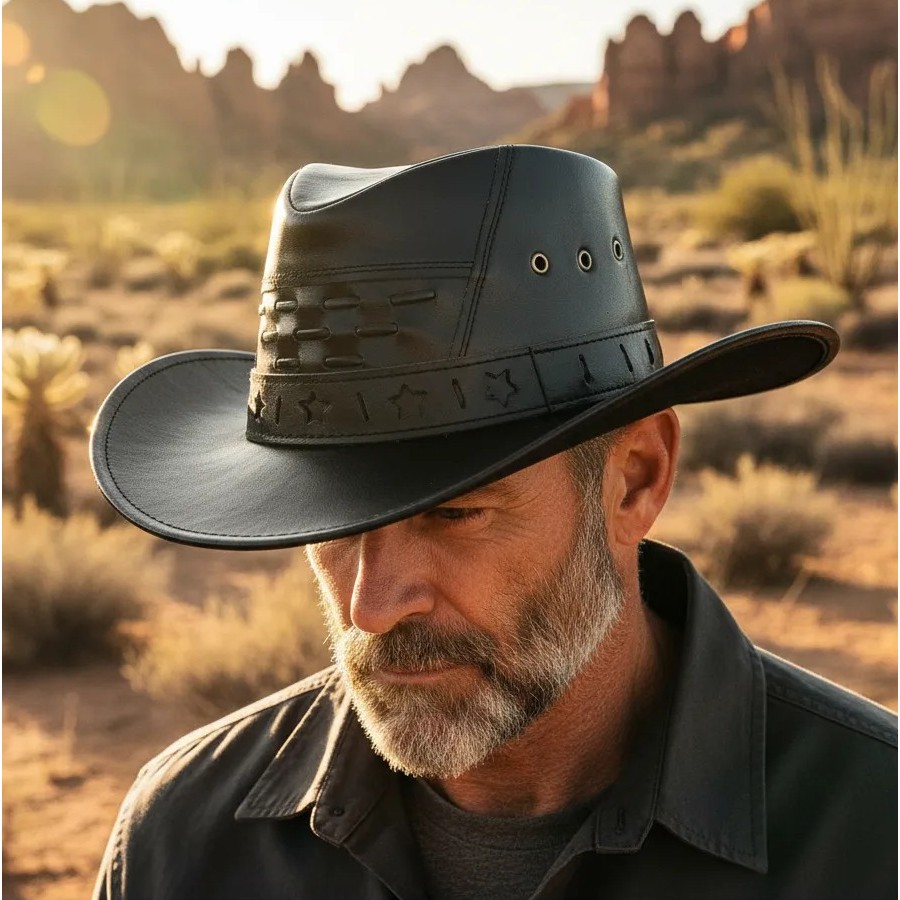 Chapéu cowboy masculino de couro legítimo sertanejo caipira vaqueiro boiadeiro em Oferta na Shopee