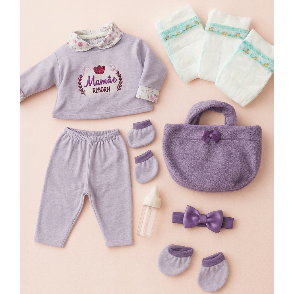Kit Roupa Boneca Bebê Reborn Bolsa Fraldas Conjunto Mamãe Reborn em Oferta na Shopee
