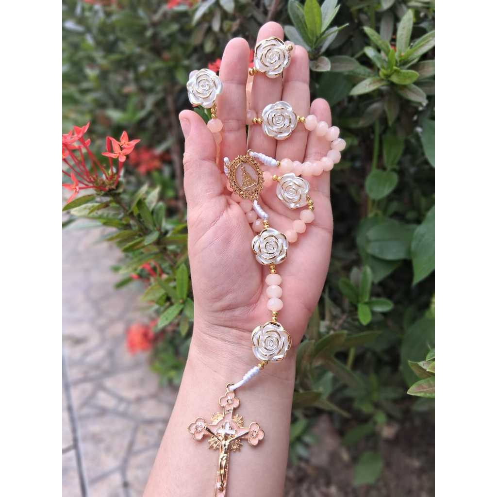 MEU PRIMEIRO TERÇO | TERÇO PERSONALIZADO CATOLICO ARTESANAL | COM SEU NOME | NOSSA SENHORA APARECIDA ROSÊ LUXO