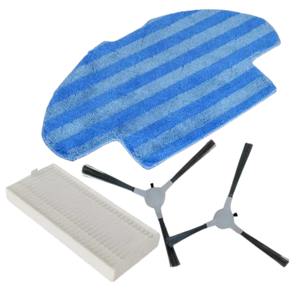 KIT 1 Pano Mop 2 Escovas e 1 Filtro Compatível para Robô Aspirador Idali Life V3s-pro