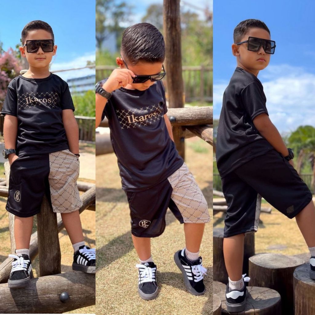 Conjunto Masculino Lançamento Infantil Kit Camiseta + Bermuda Conjunto Premium