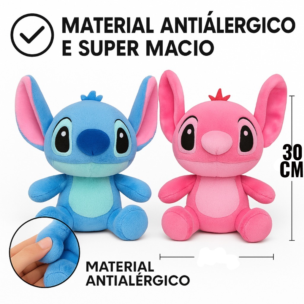 KIT CASAL 30CM e KIT 1 Stitch Angel pelucia boneco brinquedo urso de pelúcia grande ursinho stitich