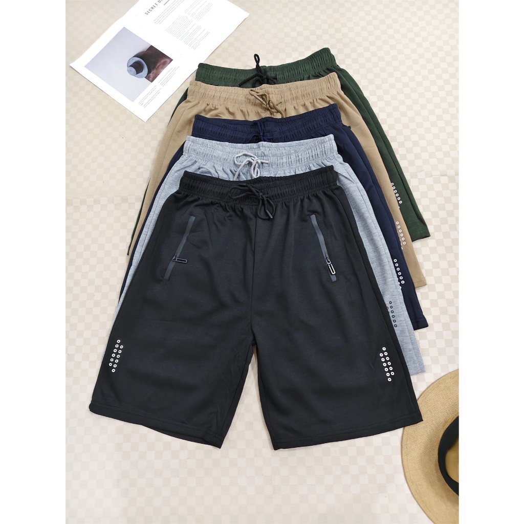 Kit 2 peça de bermuda moletom masculino com ziper /Cintura elástica entre 5 cores aleatório 2 peça