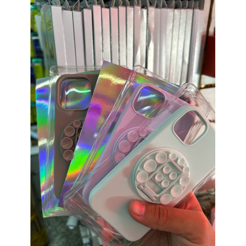 Capa Celular Silicone para telemóvel com suporte de ventosa invisível para iphone 11 12 13 14 15 16 Pro/ Pro Max