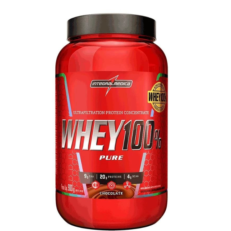 Proteína Concentrada Integralmedica Whey 100% Pure Chocolate 900g Pote Melhor Preço — R$ 149,90 em Shopee