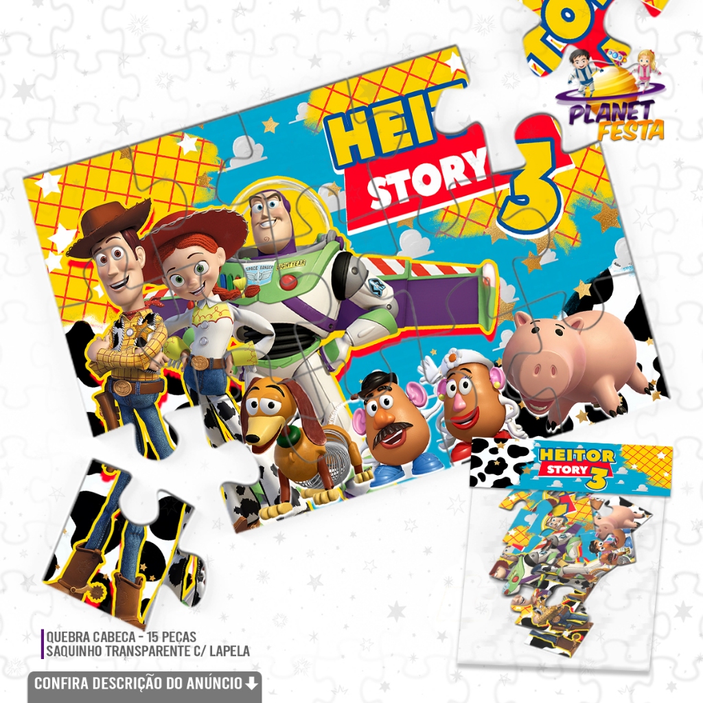 Quebra-Cabeça Personalizado Toy Story | Lembrancinha de Aniversário 15 Peças