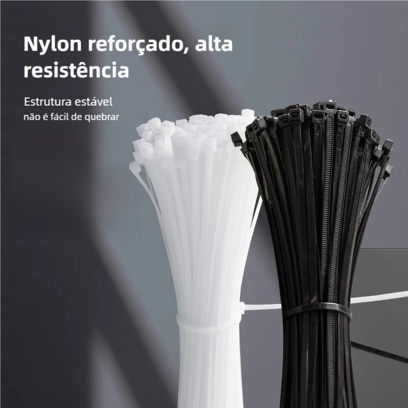 Abraçadeira plástica de bloqueio automático! Aperta com um puxo, não afrouxa, à prova d'água e resistente a altas e baix