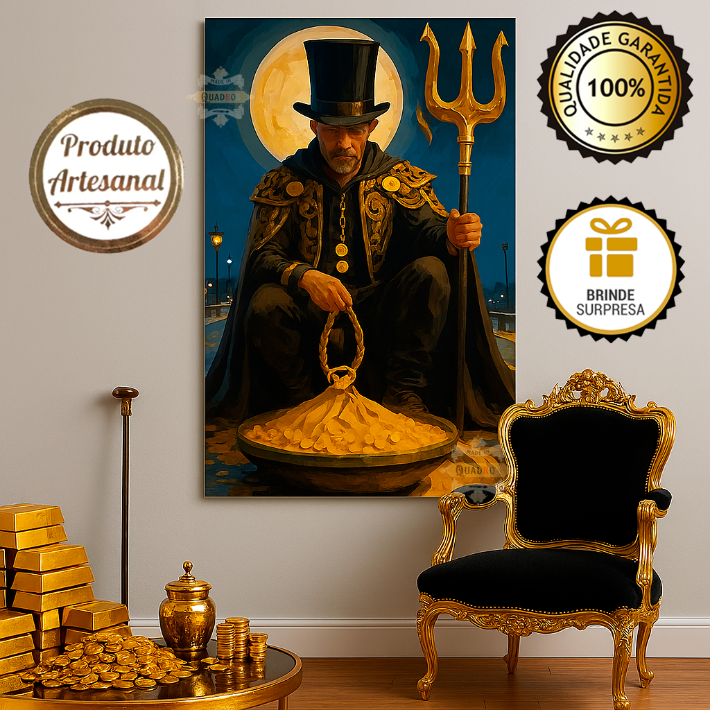 Quadro Exú do Ouro, Decoração com Cores Vivas e Vibrantes Umbanda Candomblé, Quimbanda, Assentamento