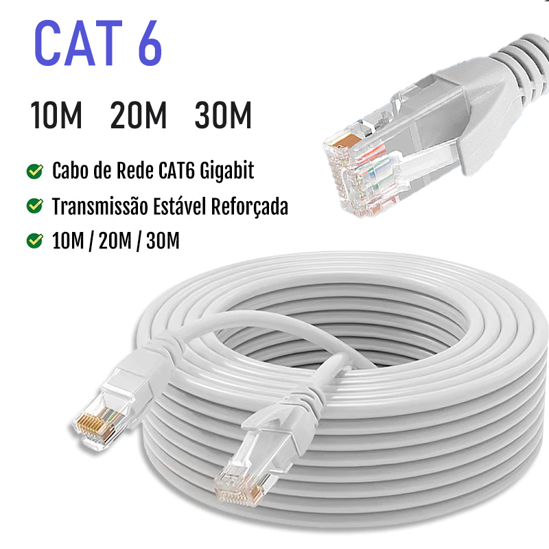 10M/20M/30M Cabo Ethernet CAT6E Patch Cord Pc Notebook Roteador Smart Tv Vídeo Game