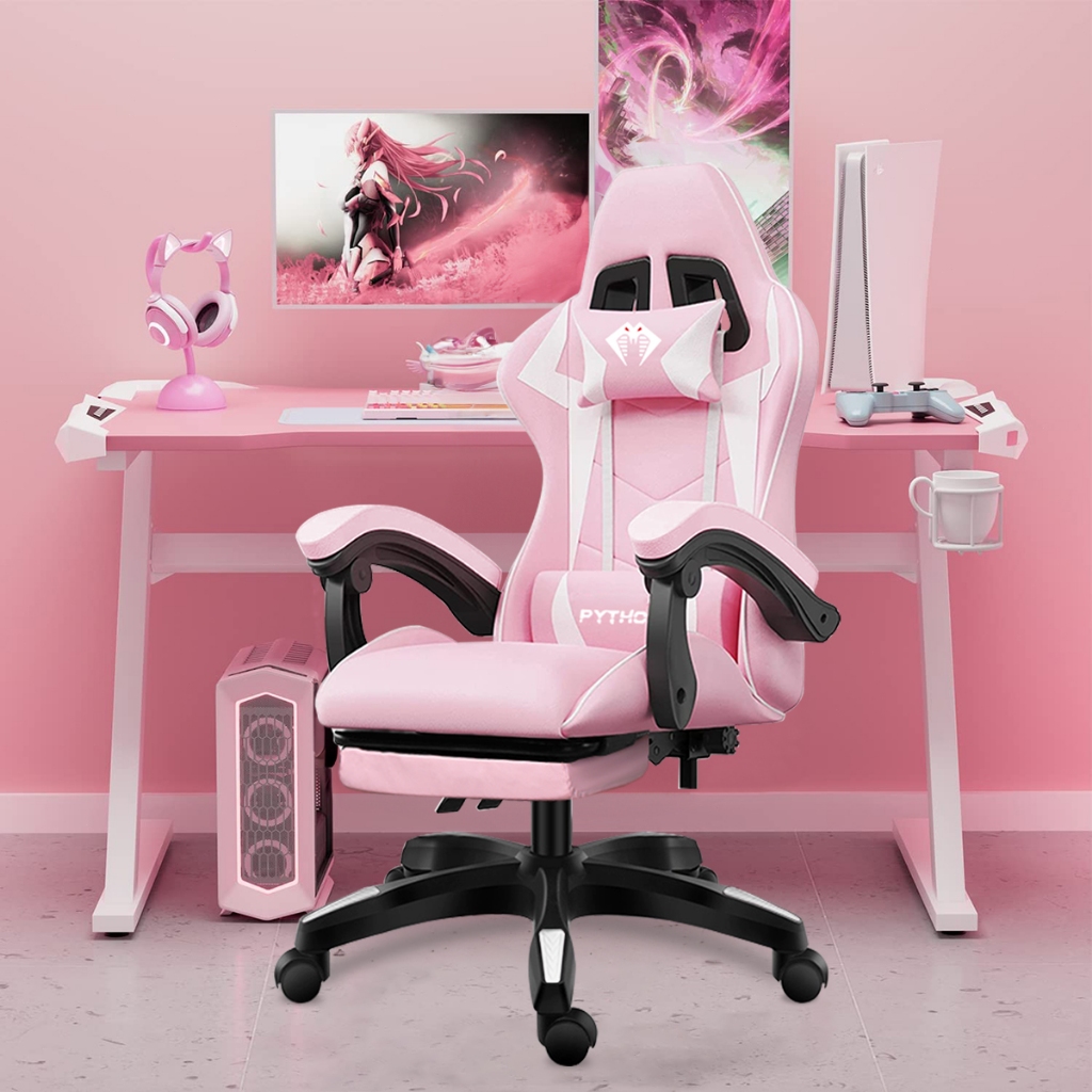 Imagem Cadeira Gamer Ergonômica Profissional com Apoio para Pés Reclinável - Conforto para Longas Sessões