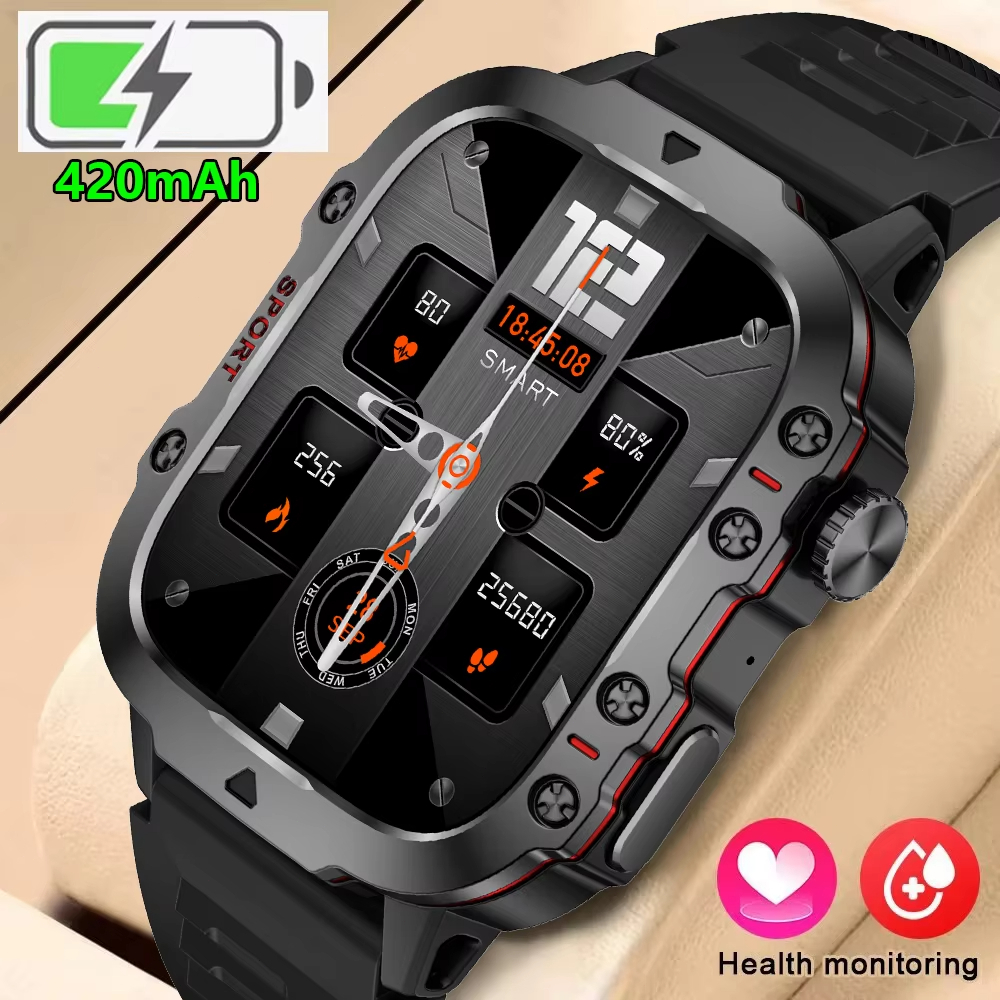 Smartwatch Monitor de frequência cardíaca Relógios masculinos Bluetooth Call Esportes Fitness Relógio inteligente