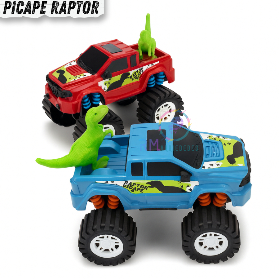 Carrinho Brinquedo Pick Up Raptor ADinossauro com Pick-UP Monster Truck